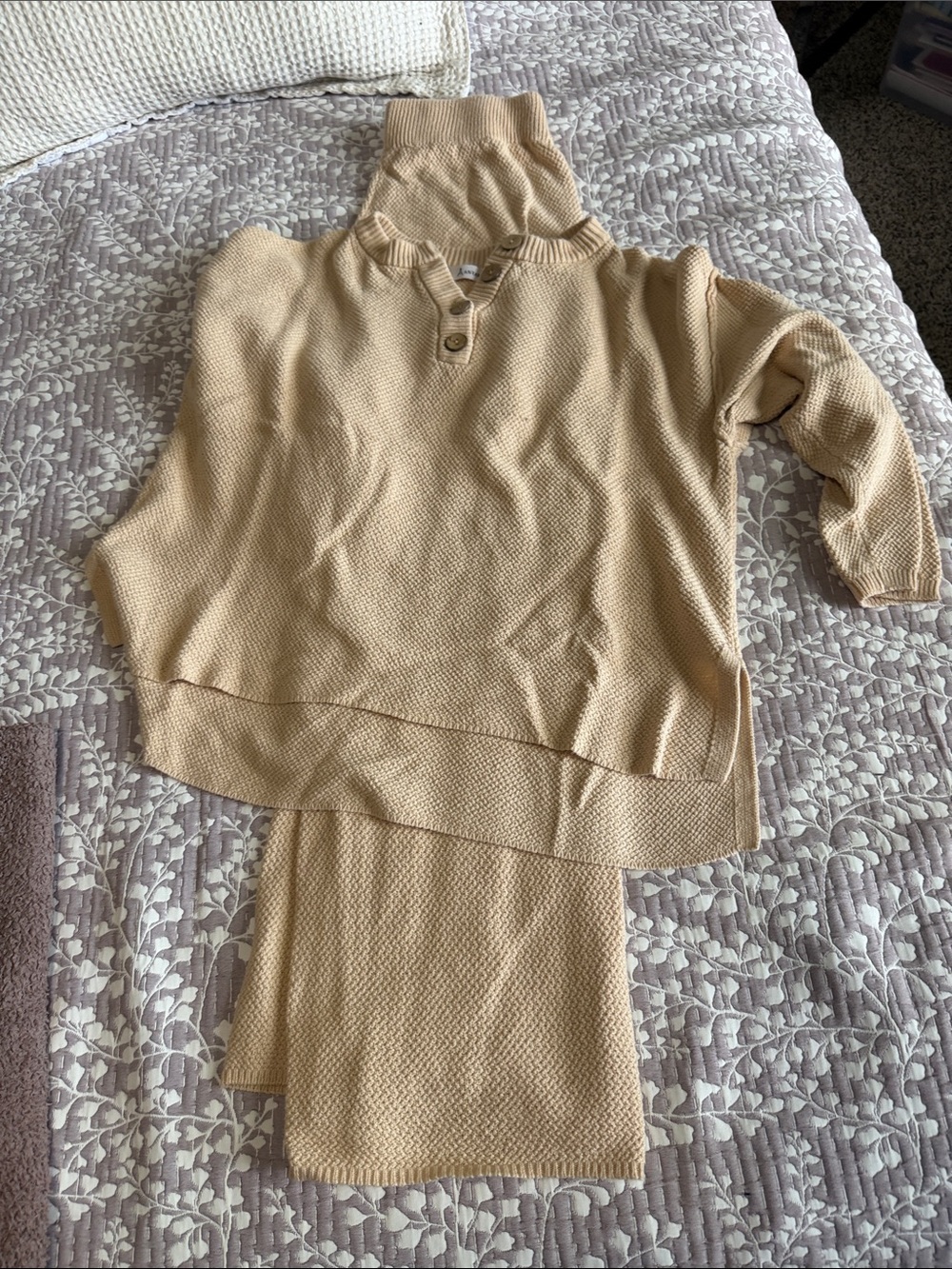 Amazon Women's Beige Turtleneck Button-Front Sweater